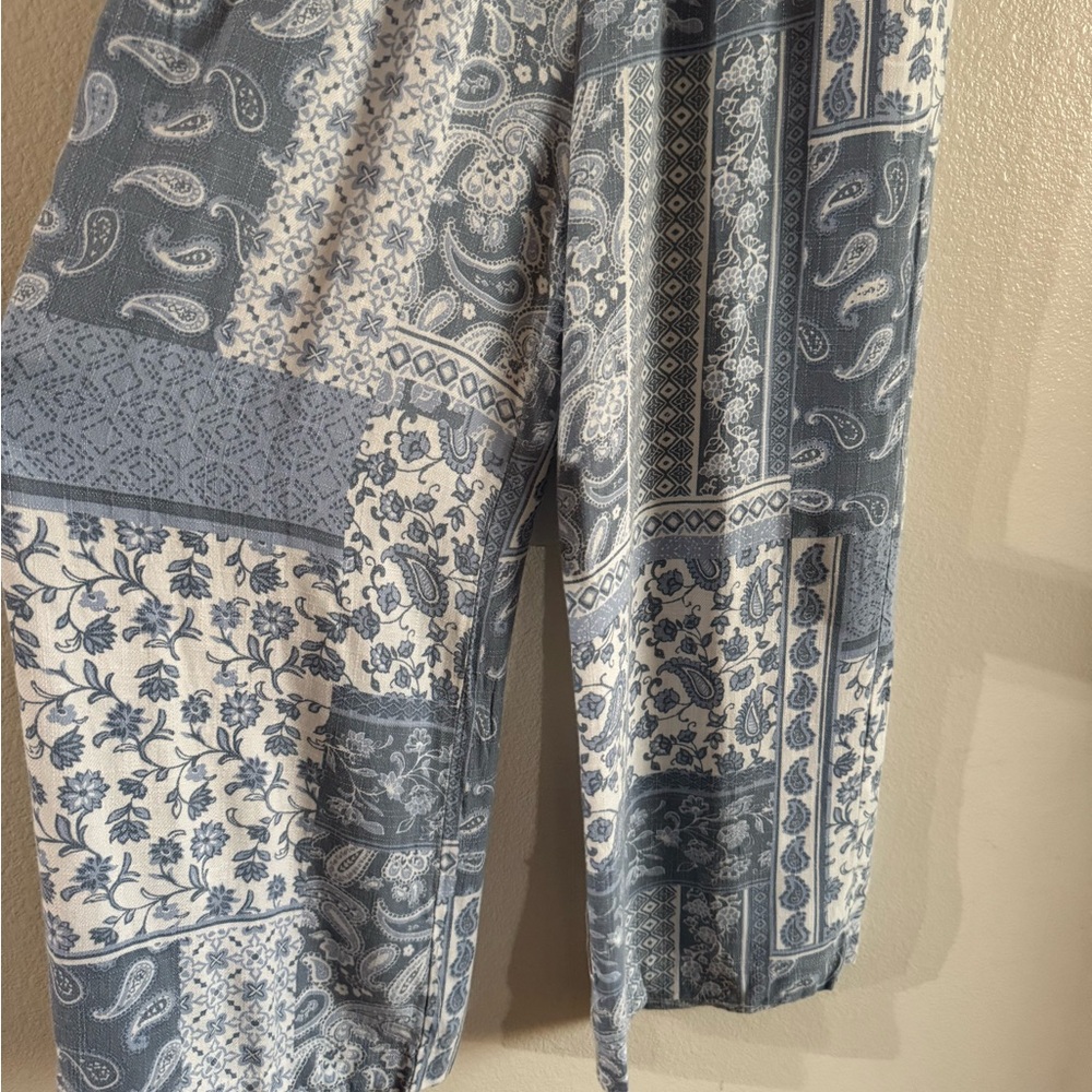 Blue boho paisley wide leg flowy pants size XL - Picture 3 of 6